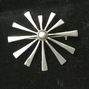 CR Lucys Mexico 925 Silver Starburst Brooch | Vintage Mid-Century Modernist Pin